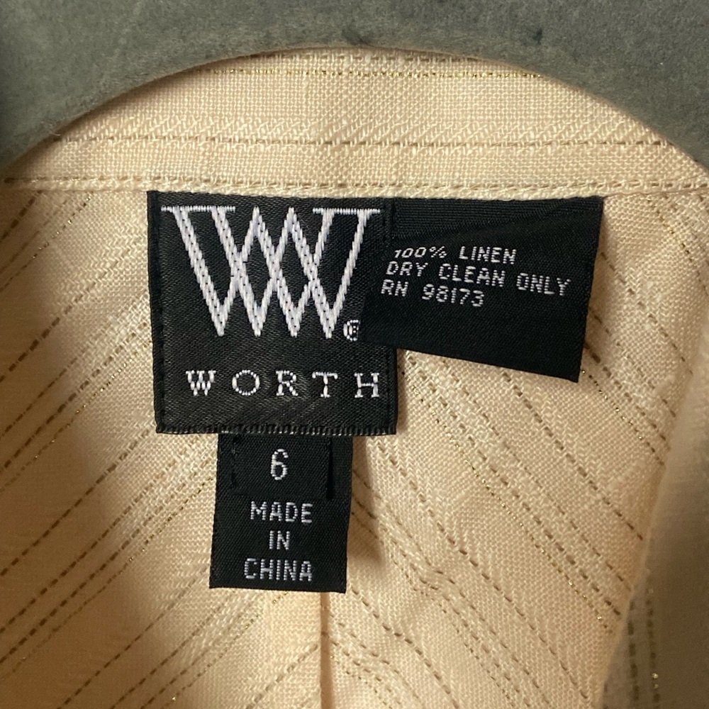 Worth - Cream Button-Up Top 100% Linen - Picture 8 of 9